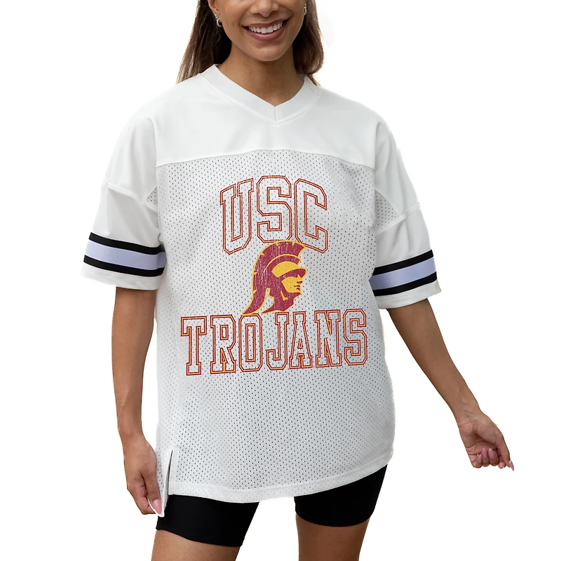 Women's Gameday Couture White USC Trojans Iconic Oversized Fashion Jersey