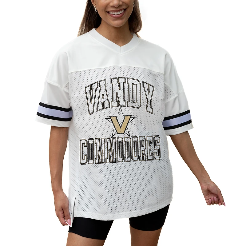 Women's Gameday Couture White Vanderbilt Commodores Iconic Oversized Fashion Jersey