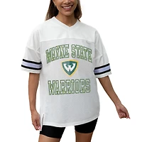 Women's Gameday Couture White Wayne State Warriors Iconic Oversized Fashion Jersey