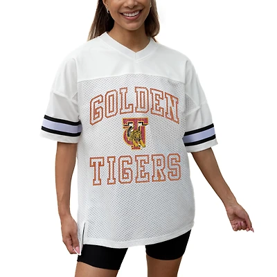 Women's Gameday Couture White Tuskegee Golden Tigers Iconic Oversized Fashion Jersey