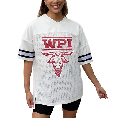 Women's Gameday Couture White Worcester Polytechnic Institute Engineers Iconic Oversized Fashion Jersey