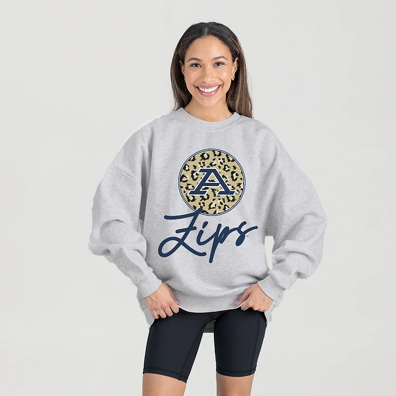 Women's Gameday Couture Ash Akron Zips Premium Fleece Pullover Sweatshirt