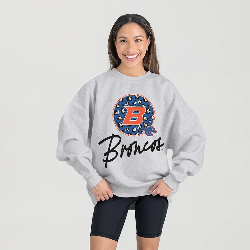 Women's Gameday Couture Ash Boise State Broncos Premium Fleece Pullover Sweatshirt