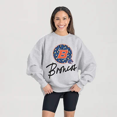 Women's Gameday Couture Ash Boise State Broncos Premium Fleece Pullover Sweatshirt