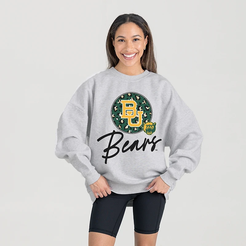 Women's Gameday Couture Ash Baylor Bears Premium Fleece Pullover Sweatshirt
