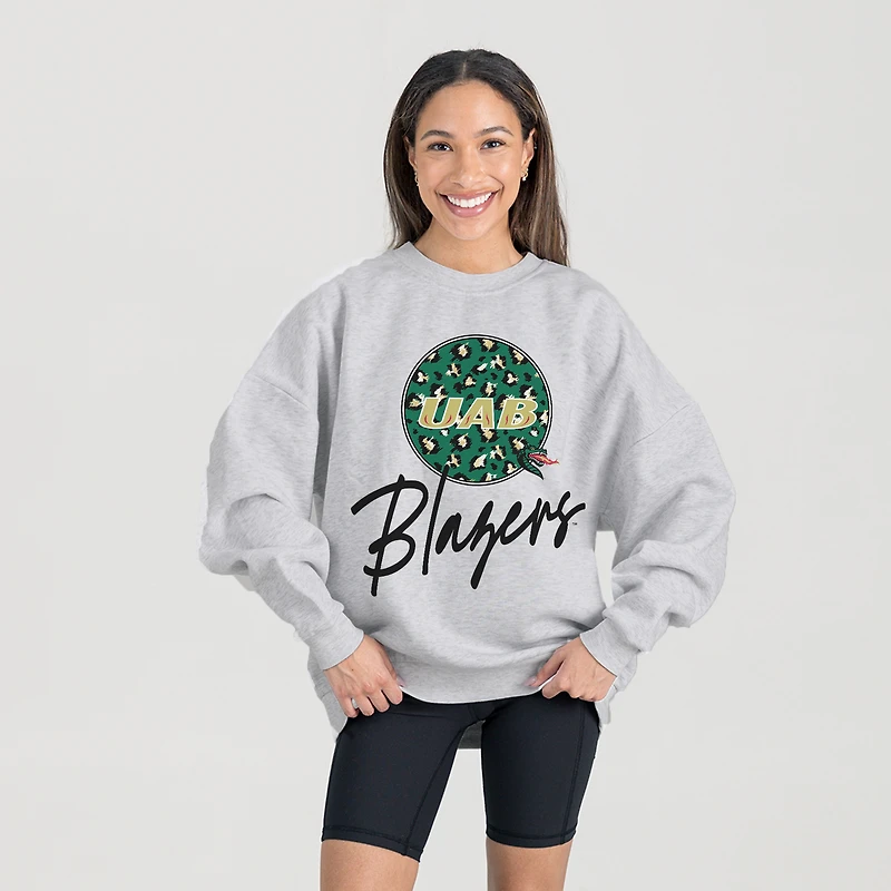 Women's Gameday Couture Ash UAB Blazers Premium Fleece Pullover Sweatshirt
