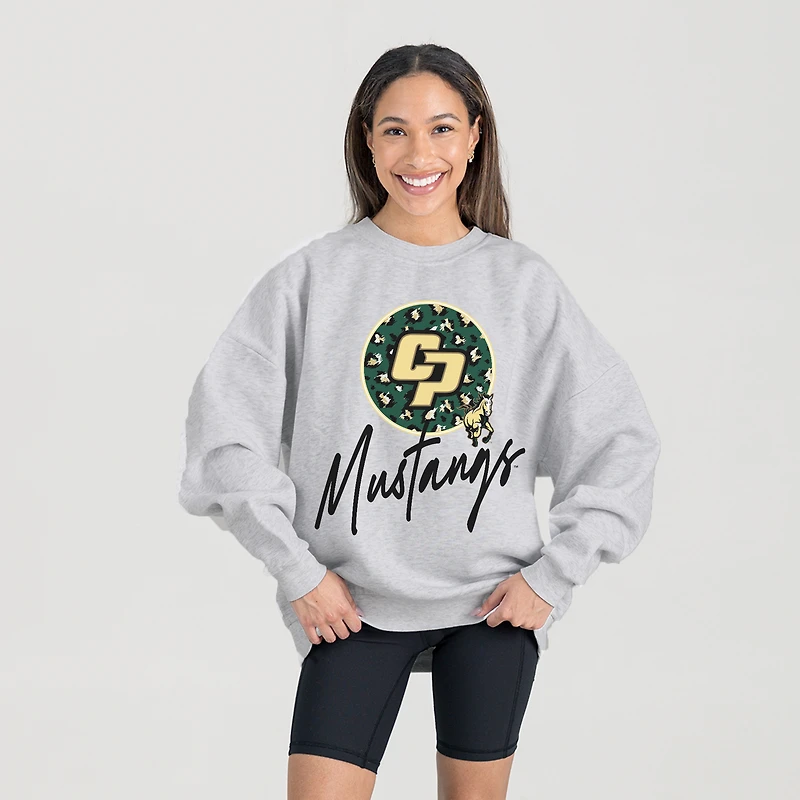 Women's Gameday Couture Ash Cal Poly Mustangs Premium Fleece Pullover Sweatshirt