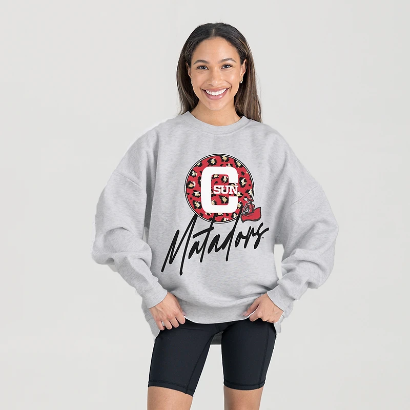 Women's Gameday Couture Ash Cal State Northridge Matadors Premium Fleece Pullover Sweatshirt