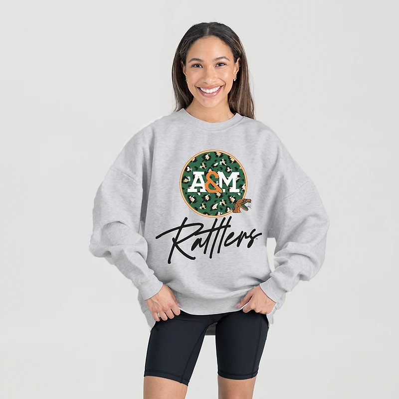 Women's Gameday Couture Ash Florida A&M Rattlers Premium Fleece Pullover Sweatshirt