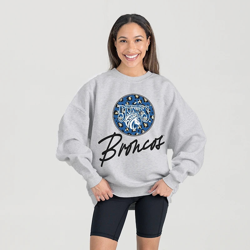 Women's Gameday Couture Ash Fayetteville State Broncos Premium Fleece Pullover Sweatshirt
