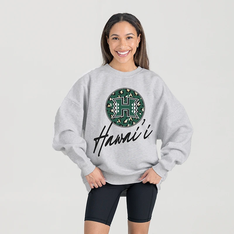 Women's Gameday Couture Ash Hawaii Rainbow Warriors Premium Fleece Pullover Sweatshirt