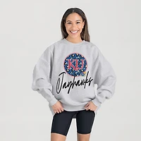 Women's Gameday Couture Ash Kansas Jayhawks Premium Fleece Pullover Sweatshirt
