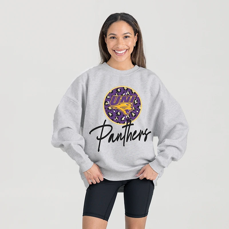 Women's Gameday Couture Ash Northern Iowa Panthers Premium Fleece Pullover Sweatshirt