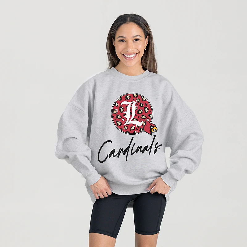 Women's Gameday Couture Ash Louisville Cardinals Premium Fleece Pullover Sweatshirt