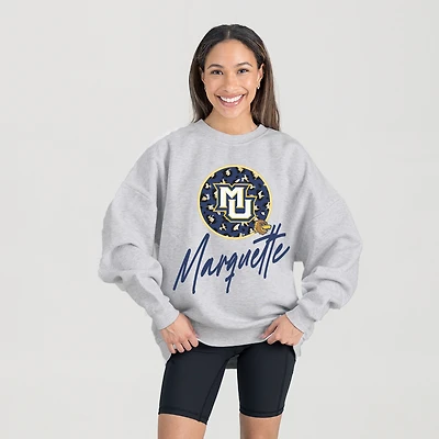 Women's Gameday Couture Ash Marquette Golden Eagles Premium Fleece Pullover Sweatshirt