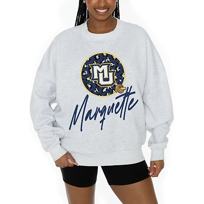 Women's Gameday Couture Ash Marquette Golden Eagles Premium Fleece Pullover Sweatshirt