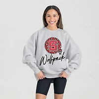 Women's Gameday Couture Ash NC State Wolfpack Premium Fleece Pullover Sweatshirt