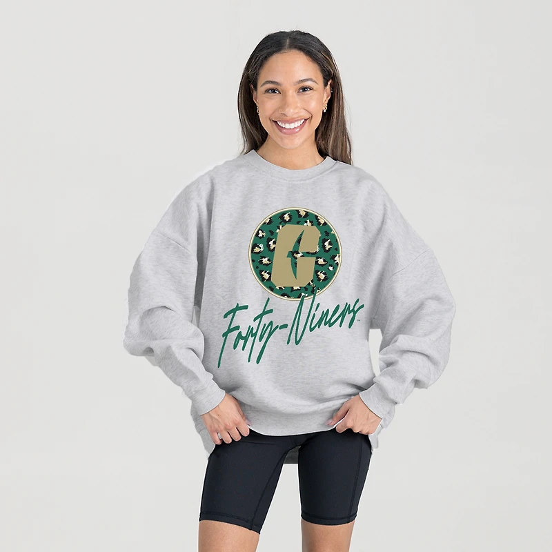 Women's Gameday Couture Ash Charlotte 49ers Premium Fleece Pullover Sweatshirt