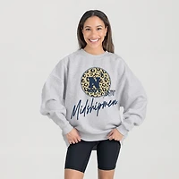 Women's Gameday Couture Ash Navy Midshipmen Premium Fleece Pullover Sweatshirt