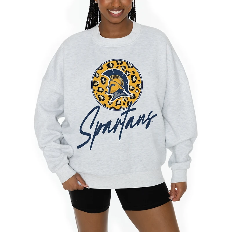 Women's Gameday Couture Ash UNCG Spartans Premium Fleece Pullover Sweatshirt