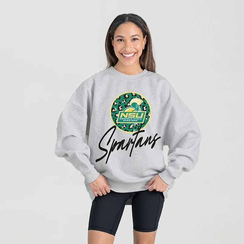 Women's Gameday Couture Ash Norfolk State Spartans Premium Fleece Pullover Sweatshirt