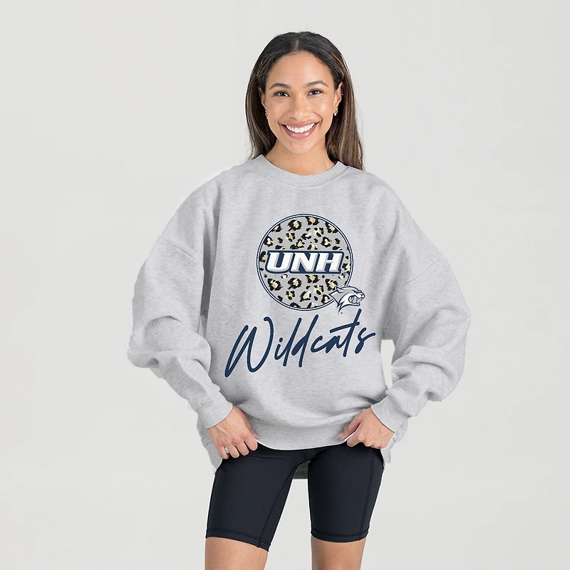 Women's Gameday Couture Ash New Hampshire Wildcats Premium Fleece Pullover Sweatshirt