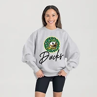 Women's Gameday Couture Ash Oregon Ducks Premium Fleece Pullover Sweatshirt