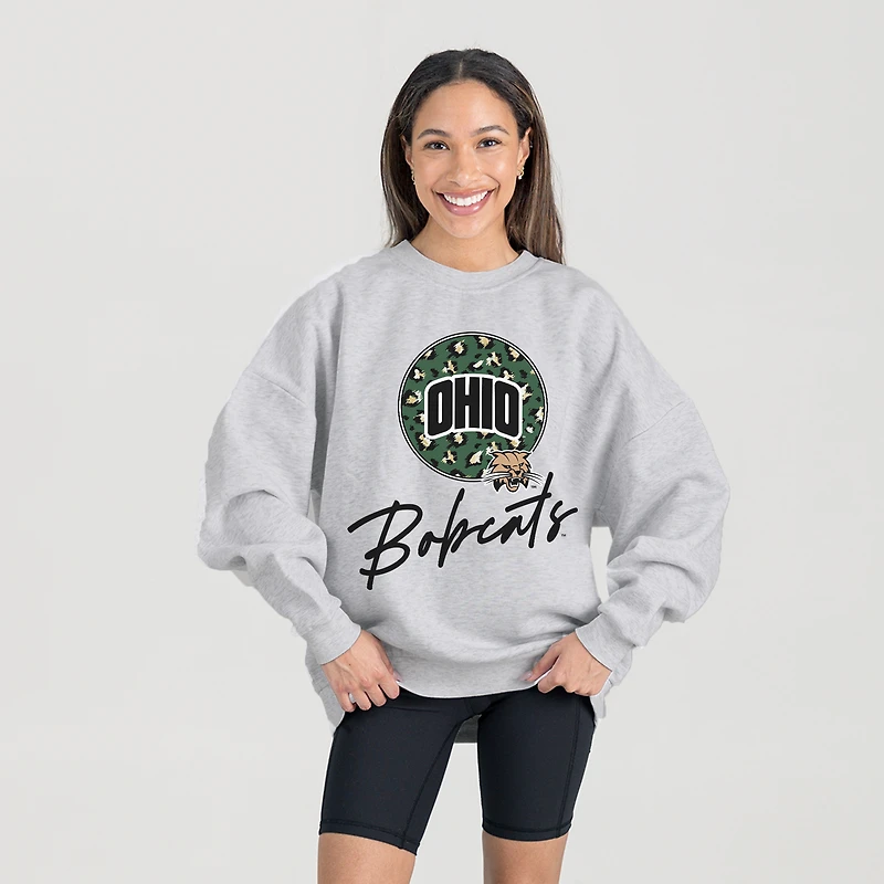 Women's Gameday Couture Ash Ohio Bobcats Premium Fleece Pullover Sweatshirt