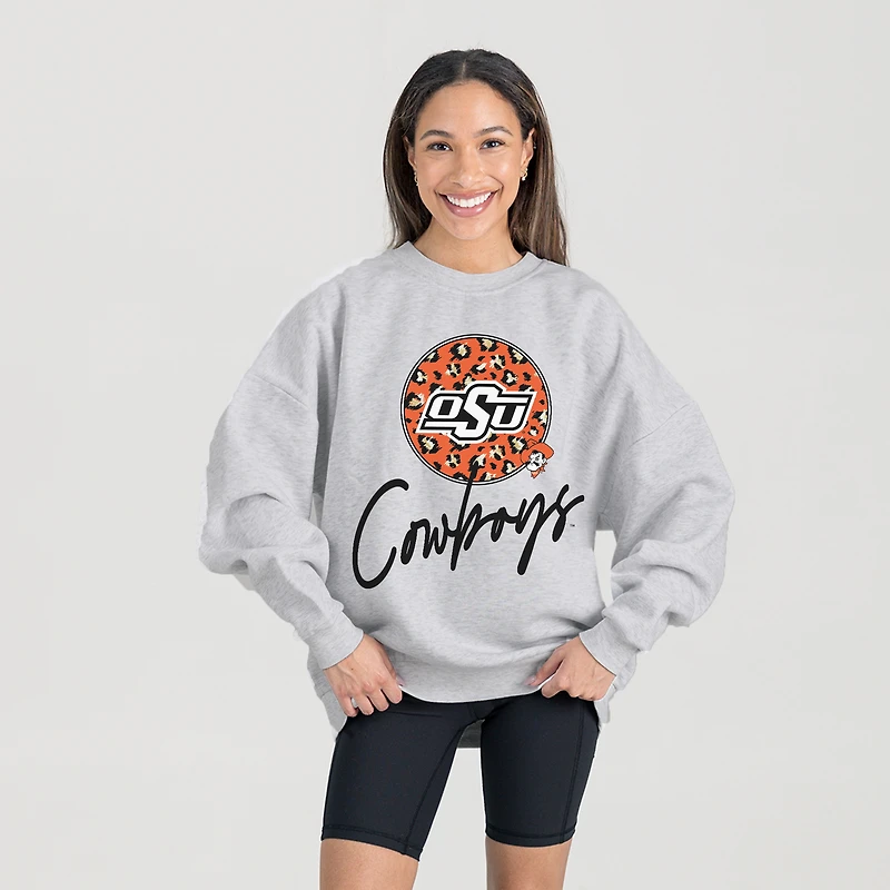 Women's Gameday Couture Ash Oklahoma State Cowboys Premium Fleece Pullover Sweatshirt