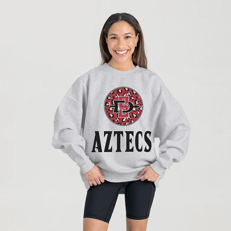 Women's Gameday Couture Ash San Diego State Aztecs Premium Fleece Pullover Sweatshirt