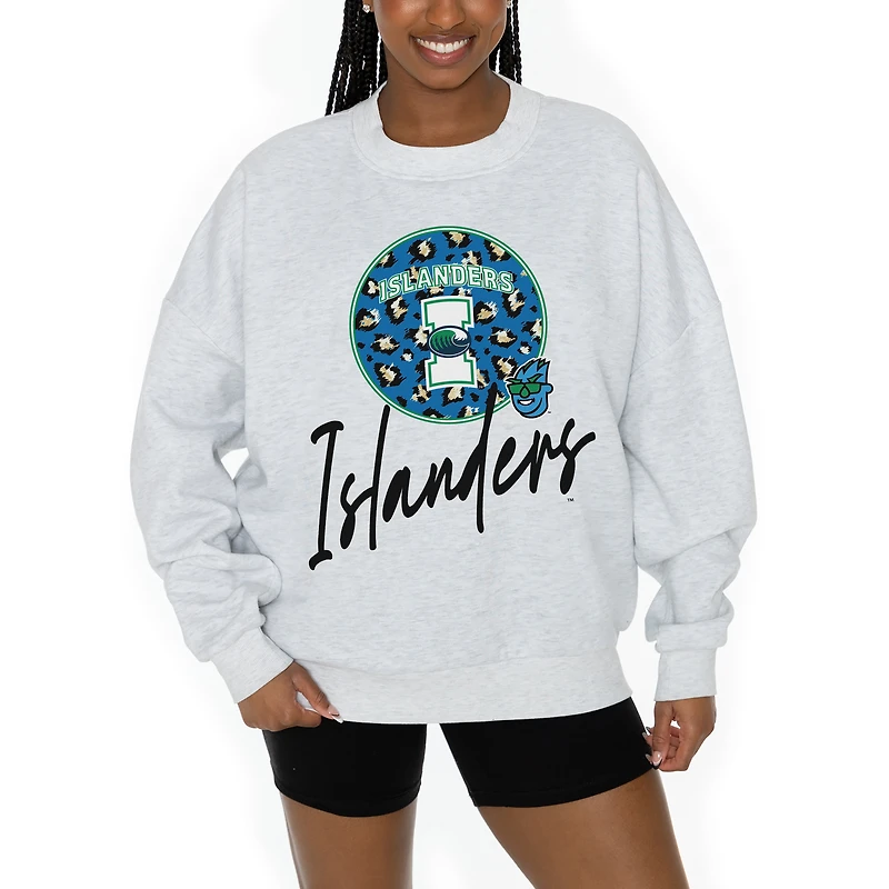 Women's Gameday Couture Ash Texas A&M Corpus Christi Islanders Premium Fleece Pullover Sweatshirt