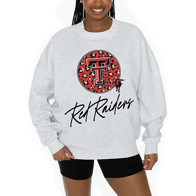 Women's Gameday Couture Ash Texas Tech Red Raiders Premium Fleece Pullover Sweatshirt