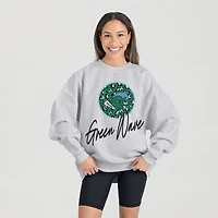 Women's Gameday Couture Ash Tulane Green Wave Premium Fleece Pullover Sweatshirt