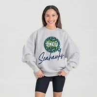 Women's Gameday Couture Ash UNC Wilmington Seahawks Premium Fleece Pullover Sweatshirt