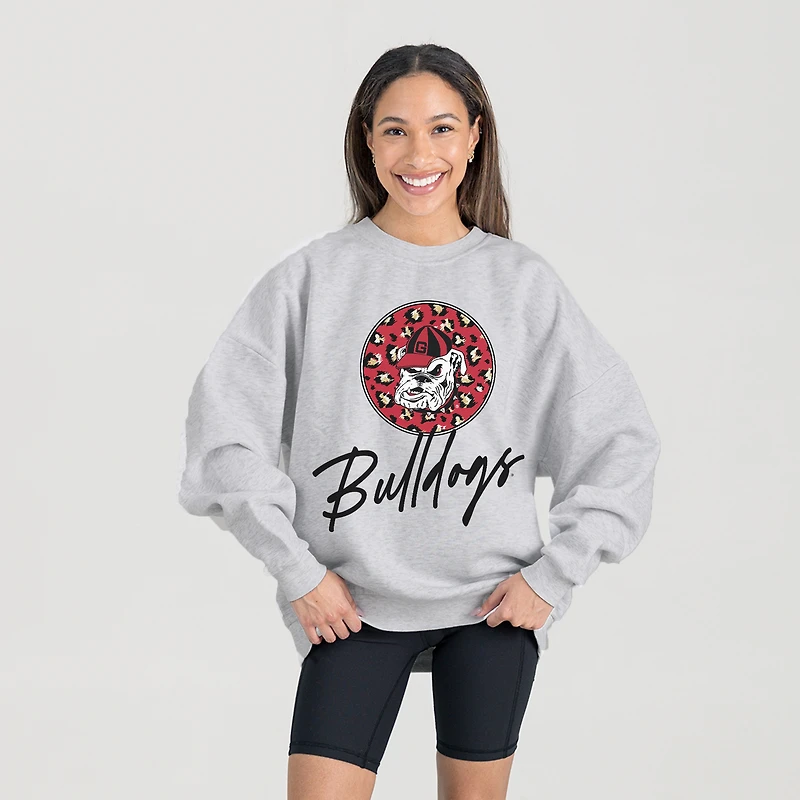 Women's Gameday Couture Ash Georgia Bulldogs Premium Fleece Pullover Sweatshirt