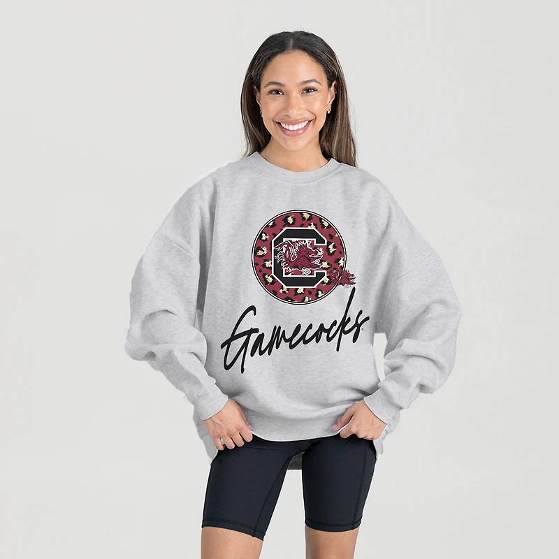 Women's Gameday Couture Ash South Carolina Gamecocks Premium Fleece Pullover Sweatshirt