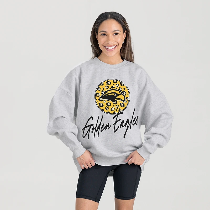 Women's Gameday Couture Ash Southern Miss Golden Eagles Premium Fleece Pullover Sweatshirt