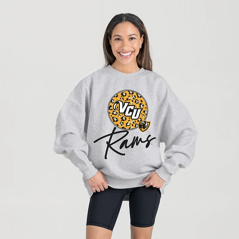 Women's Gameday Couture Ash VCU Rams Premium Fleece Pullover Sweatshirt