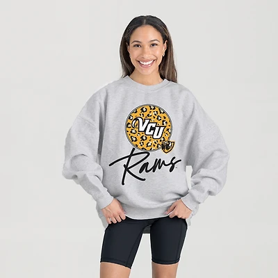 Women's Gameday Couture Ash VCU Rams Premium Fleece Pullover Sweatshirt