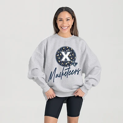 Women's Gameday Couture Ash Xavier Musketeers Premium Fleece Pullover Sweatshirt