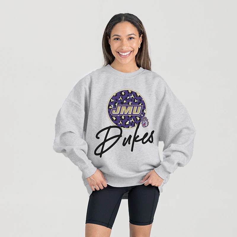 Women's Gameday Couture Ash James Madison Dukes Premium Fleece Pullover Sweatshirt