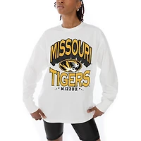 Women's Gameday Couture White Missouri Tigers Midweight Oversized Long Sleeve T-Shirt