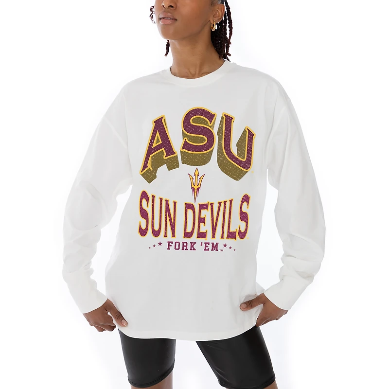 Women's Gameday Couture White Arizona State Sun Devils Midweight Oversized Long Sleeve T-Shirt