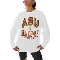 Women's Gameday Couture White Arizona State Sun Devils Midweight Oversized Long Sleeve T-Shirt