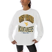 Women's Gameday Couture White West Virginia Mountaineers Midweight Oversized Long Sleeve T-Shirt