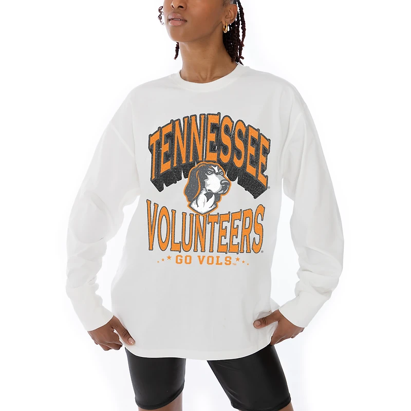 Women's Gameday Couture White Tennessee Volunteers Midweight Oversized Long Sleeve T-Shirt