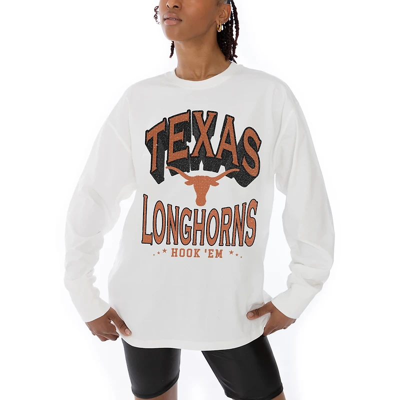 Women's Gameday Couture White Texas Longhorns Midweight Oversized Long Sleeve T-Shirt