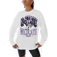 Women's Gameday Couture White Kansas State Wildcats Midweight Oversized Long Sleeve T-Shirt