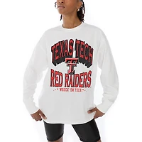 Women's Gameday Couture White Texas Tech Red Raiders Midweight Oversized Long Sleeve T-Shirt