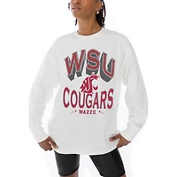 Women's Gameday Couture White Washington State Cougars Midweight Oversized Long Sleeve T-Shirt